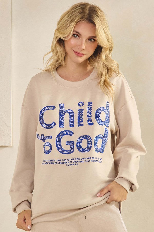 Oatmeal Child Of God Ultracomfy Pullover Sweatshirt