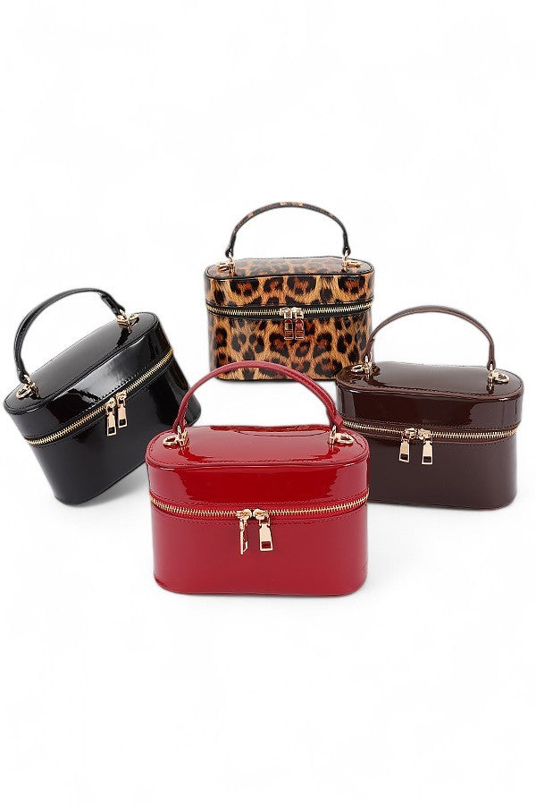 Top Handle Patent Finish Convertible Crossbody Bag