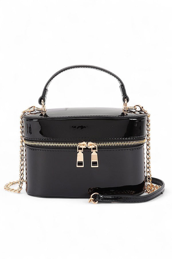 Top Handle Patent Finish Convertible Crossbody Bag