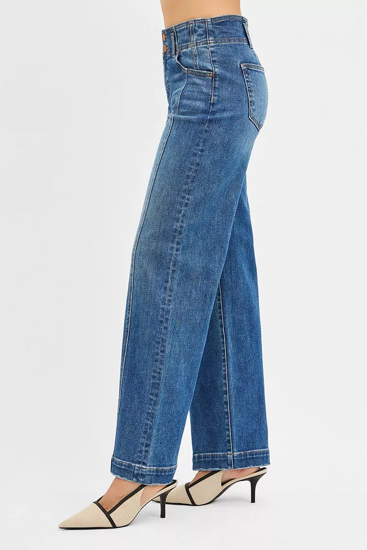 Dark Risen Mid Rise Fit Wide Baggy Jeans