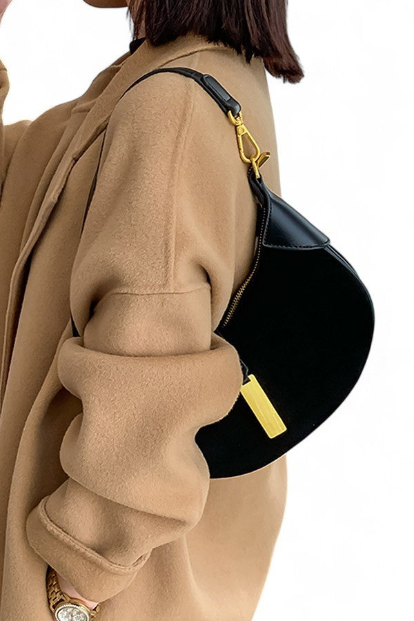 Half Moon Faux Suede Shoulder Bag