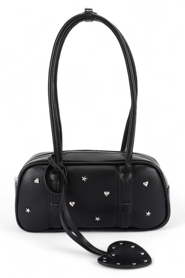 Star And Heart Studded Boxy Shoulder Bag