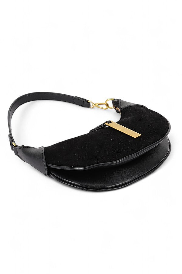 Half Moon Faux Suede Shoulder Bag 1