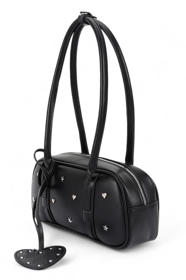 Top Handle Star And Heart Studded Boxy Bag