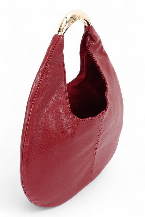 Faux Leather Structured Hobo Bag