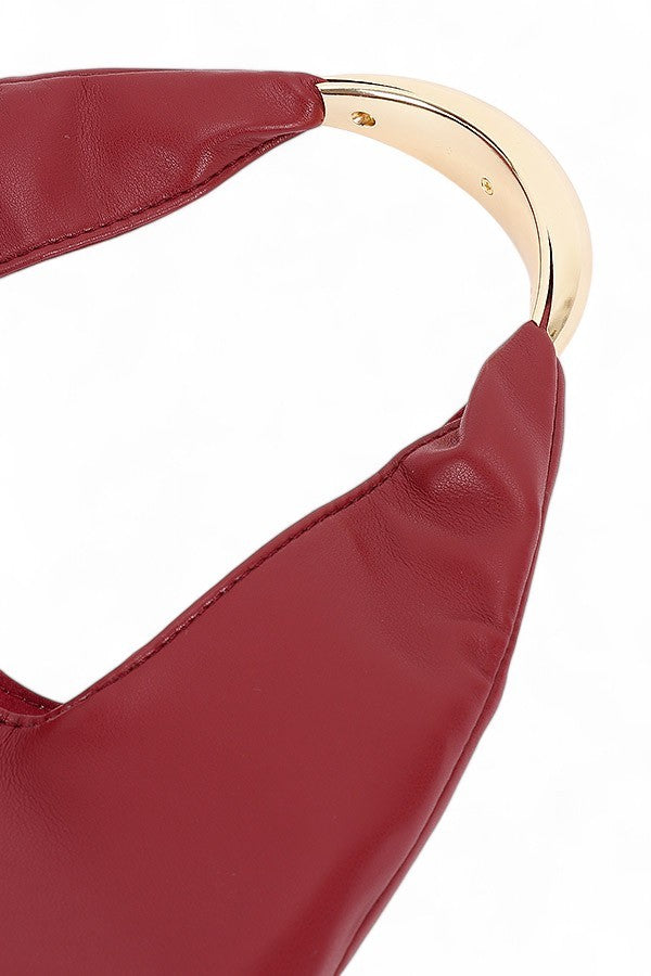 Faux Leather Structured Hobo Bag