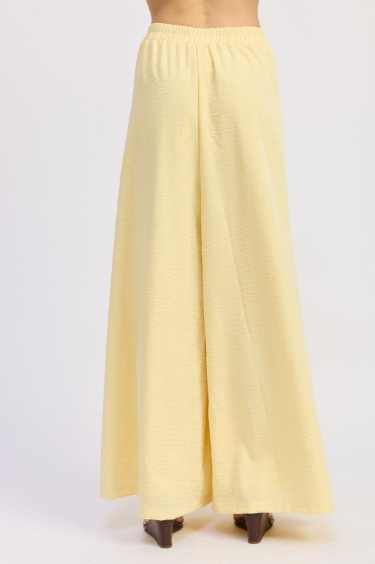 Linen Wide Leg Pants With Elastic Waist