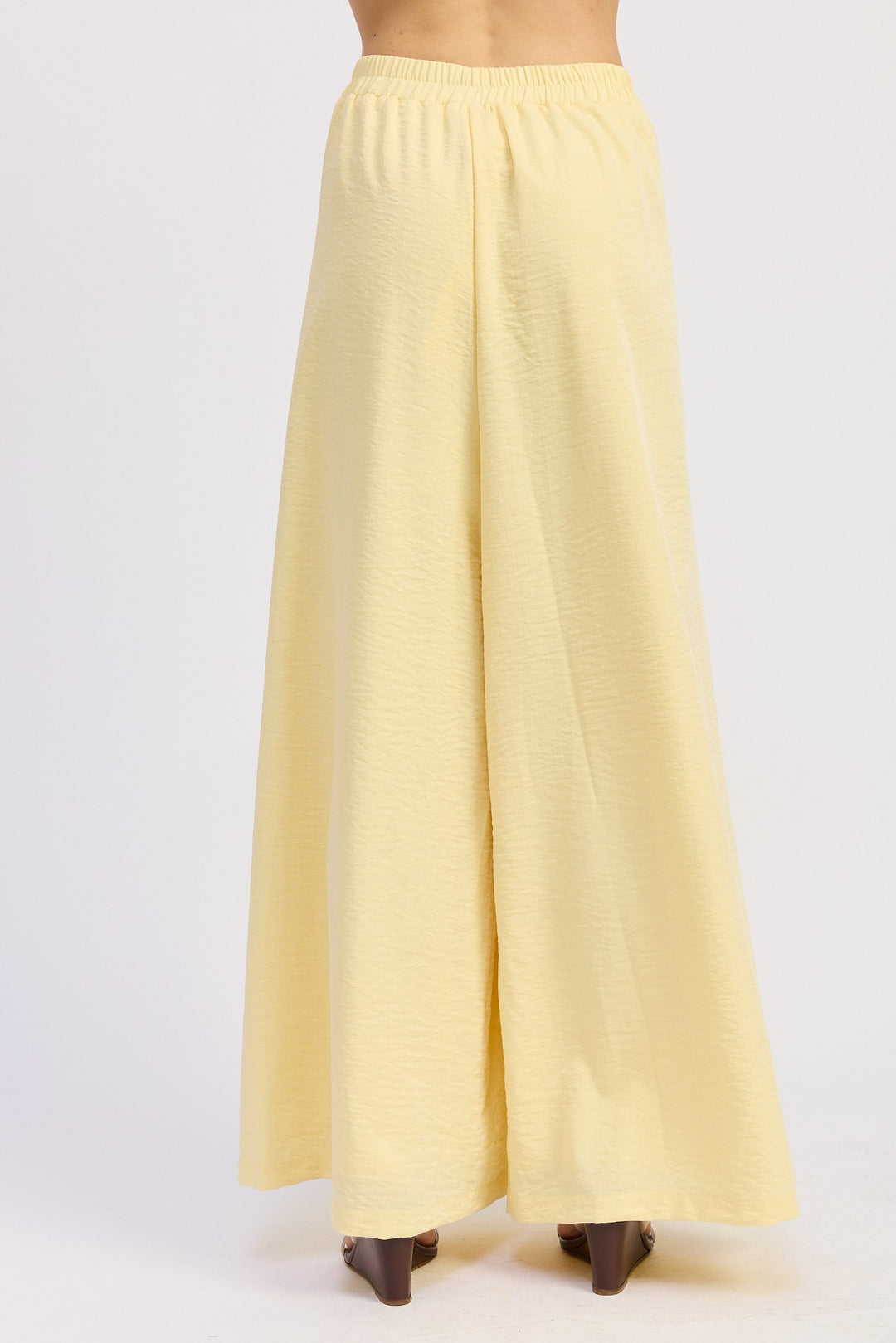 Linen Wide Leg Pants With Elastic Waist