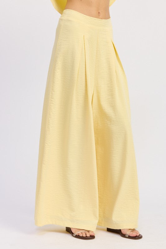Linen Wide Leg Pants With Elastic Waist