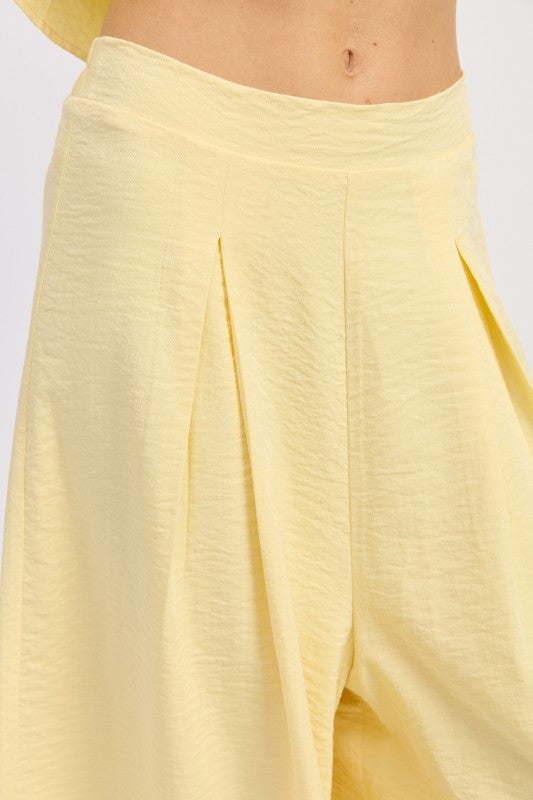 Linen Wide Leg Pants With Elastic Waist