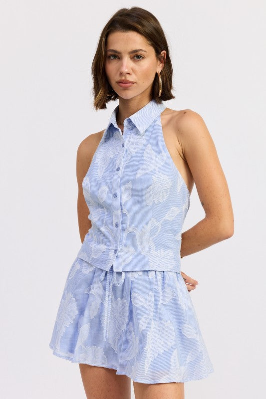 Jacquiard Mini Skort With Drawstring