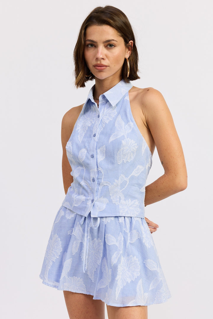 Jacquiard Mini Skort With Drawstring