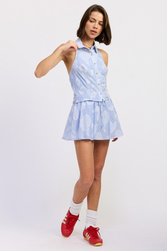 Button Down Collared Halter Top