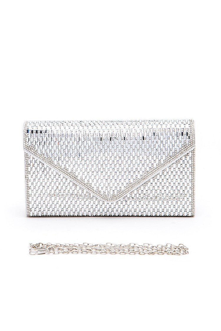 Silver Rhinestone Evening Clutch Bag