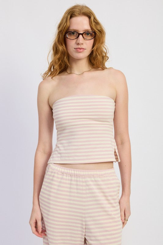 Avocado Ivory Stripe Striped Jersey Knit Tube Top