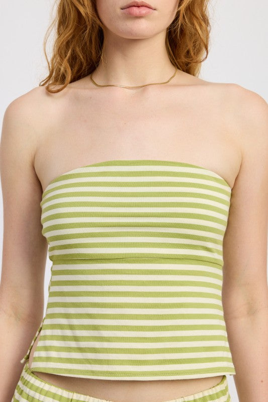 Striped Jersey Knit Tube Top