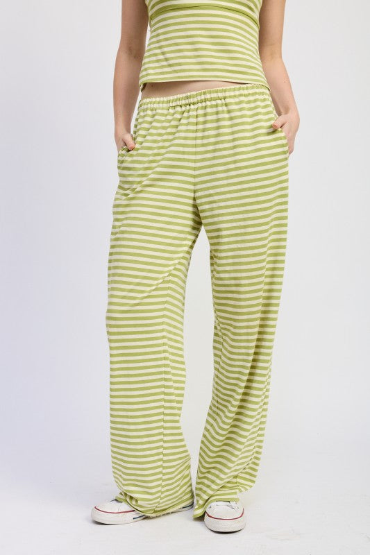 Striped Pants With Elastic Waistband