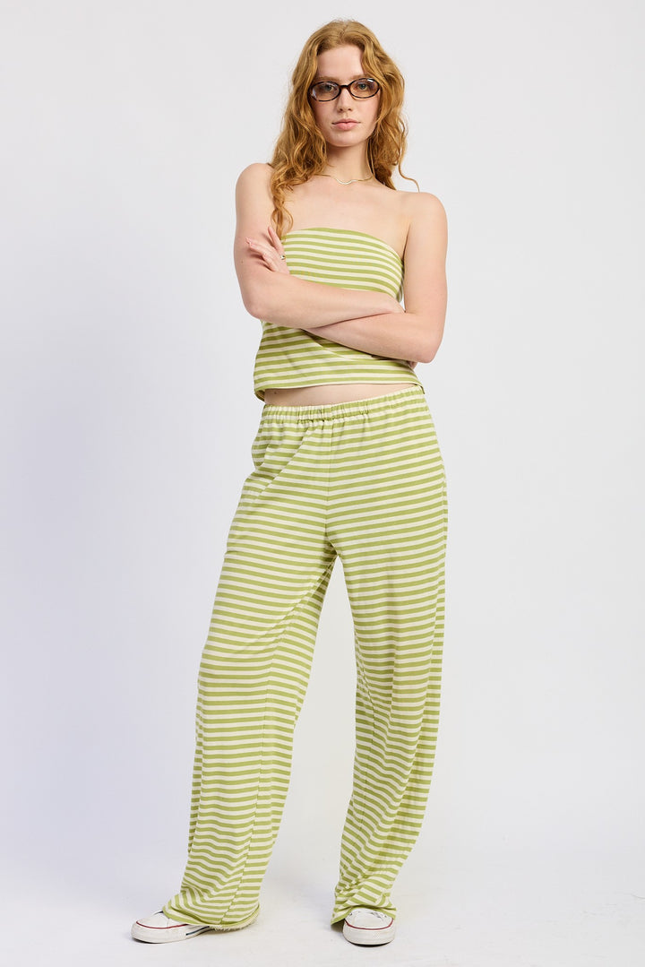 Striped Pants With Elastic Waistband