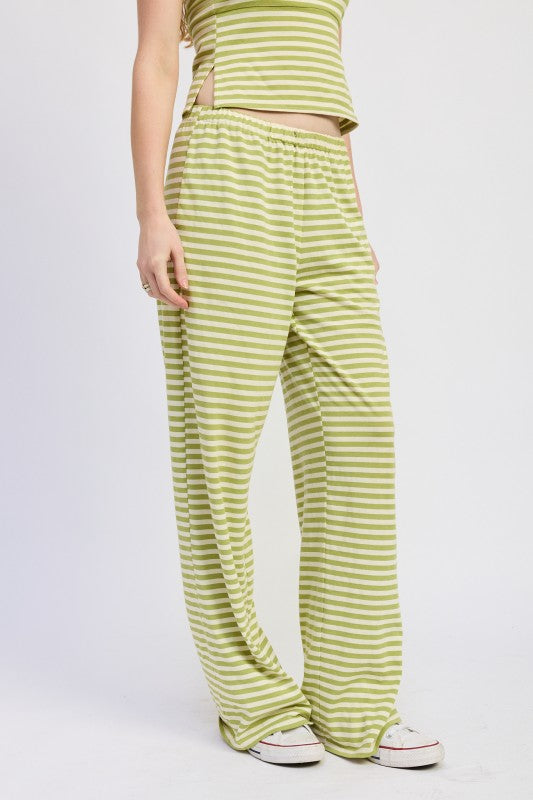 Striped Pants With Elastic Waistband