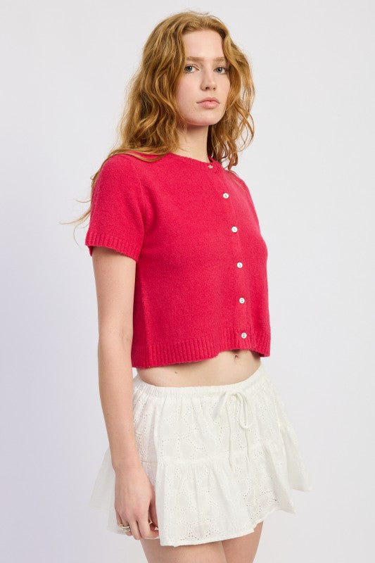 Short Sleeve Button Up Cardigan