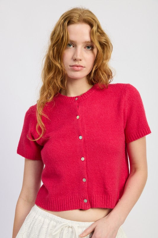 Short Sleeve Button Up Cardigan