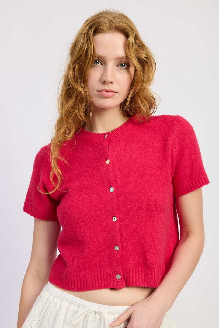 Short Sleeve Button Up Cardigan