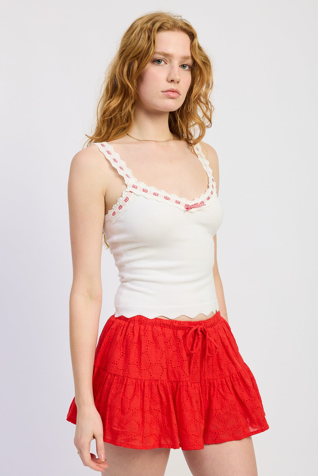 Crochet Strap Scalloped Tank Top