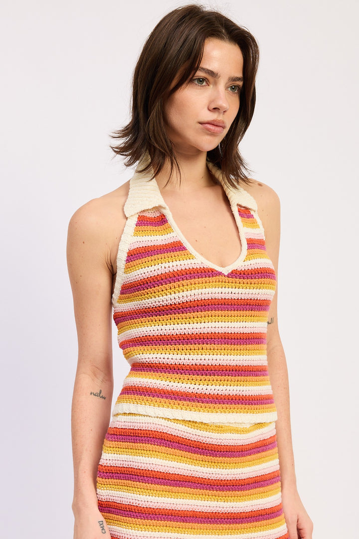 Crochet Halter Top With Open Back