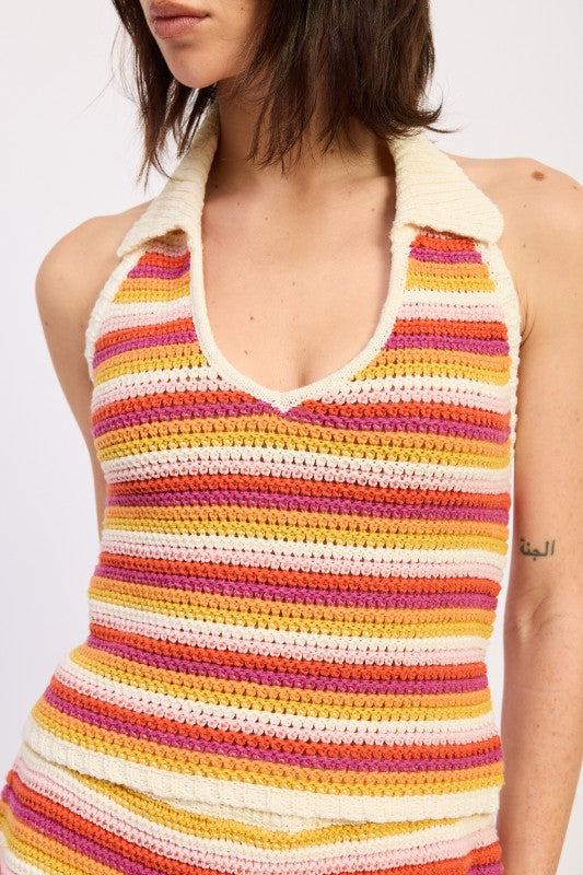Crochet Halter Top With Open Back