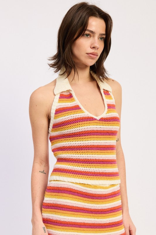 Crochet Halter Top With Open Back