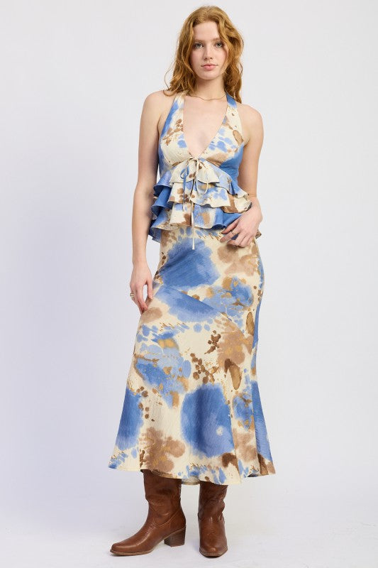 Tiered Halter Top With Front Tie