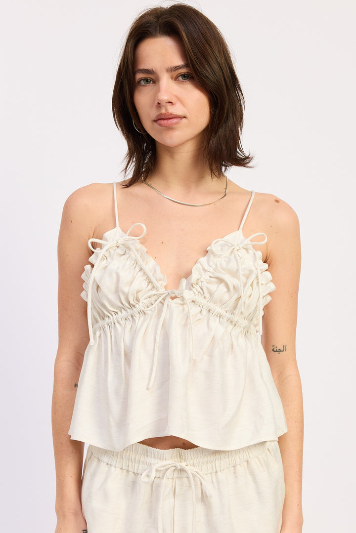 Melon Ruffled Baby Doll Top