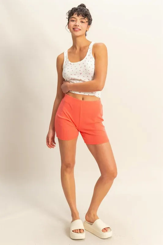 Hyfve High Waist Ribbed Fitted Biker Shorts