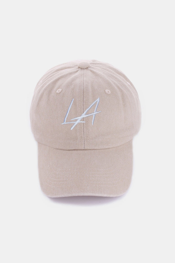 LA Ash Mocha Zenana Washed Embroidered City Baseball Cap