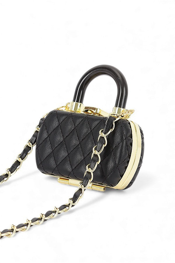 Black Mini Quilted Iconic Top Handle Crossbody Bag