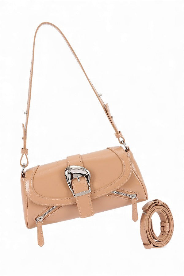Silver Y2K Convertible Buckle Shoulder Bag