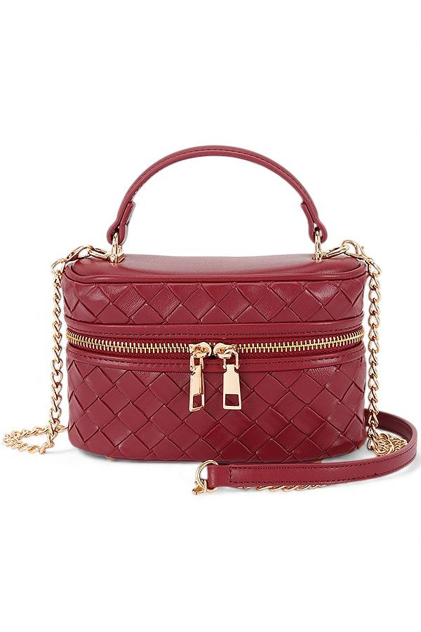 Burgundy Embossed Metallic Vanity Case Swing Bag