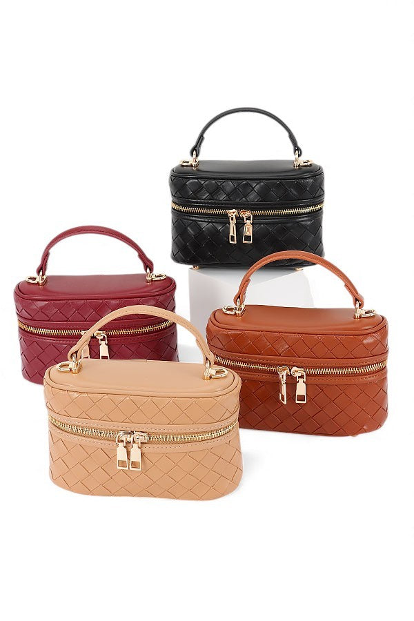 Black Embossed Metallic Vanity Case Swing Bag