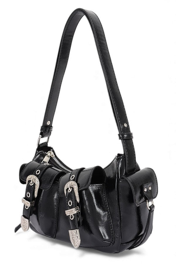 White Western Buckle Y2K Shoulder Bag