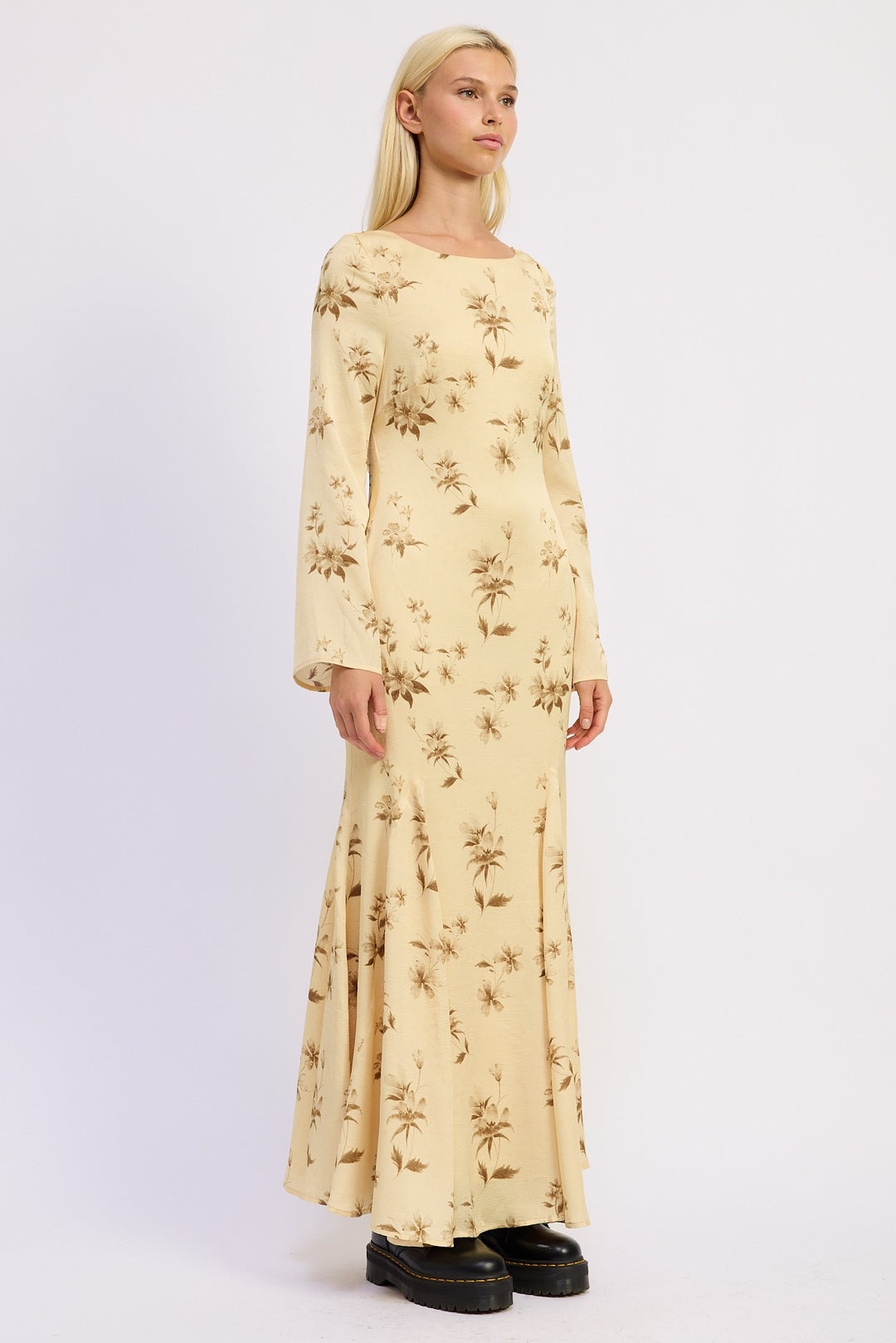Printed Maxi Long Sleeve Dress