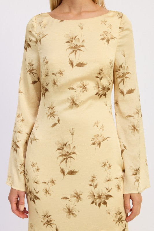 Printed Maxi Long Sleeve Dress