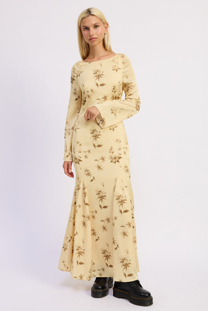 Printed Maxi Long Sleeve Dress