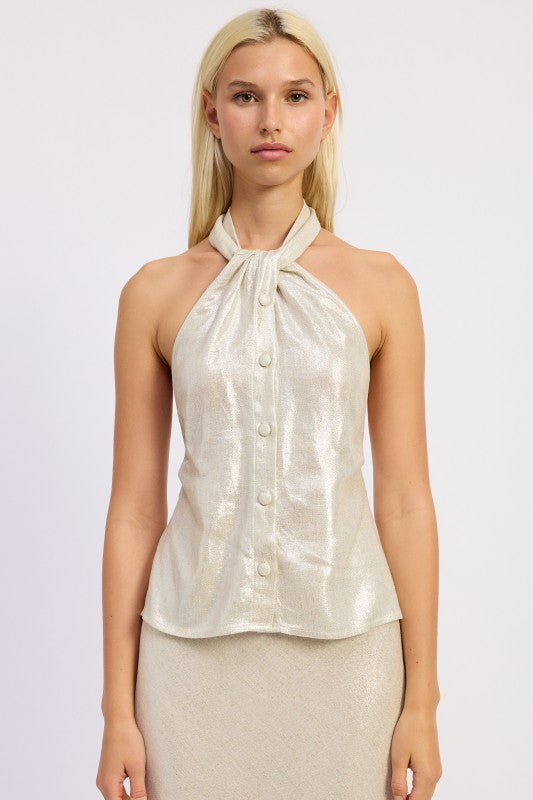 Halter Neck Botton Down Top