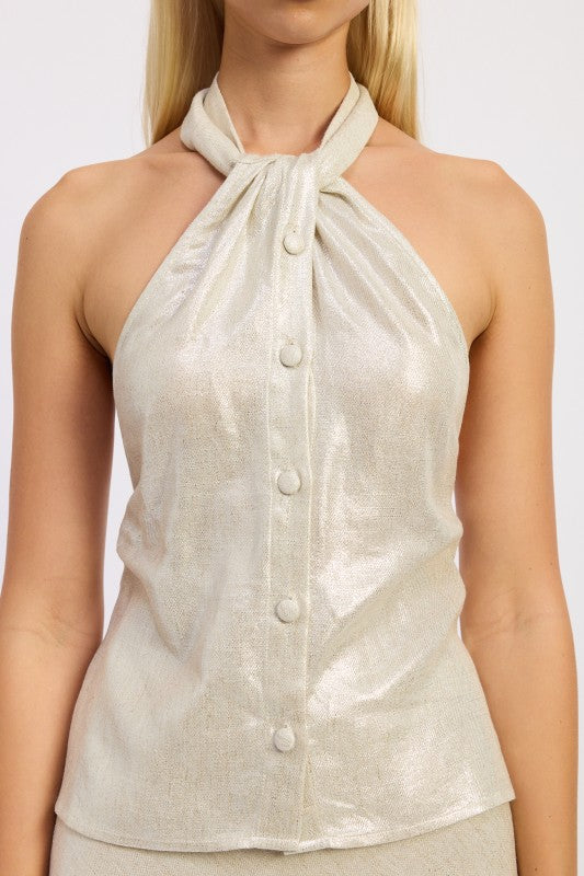 Halter Neck Botton Down Top