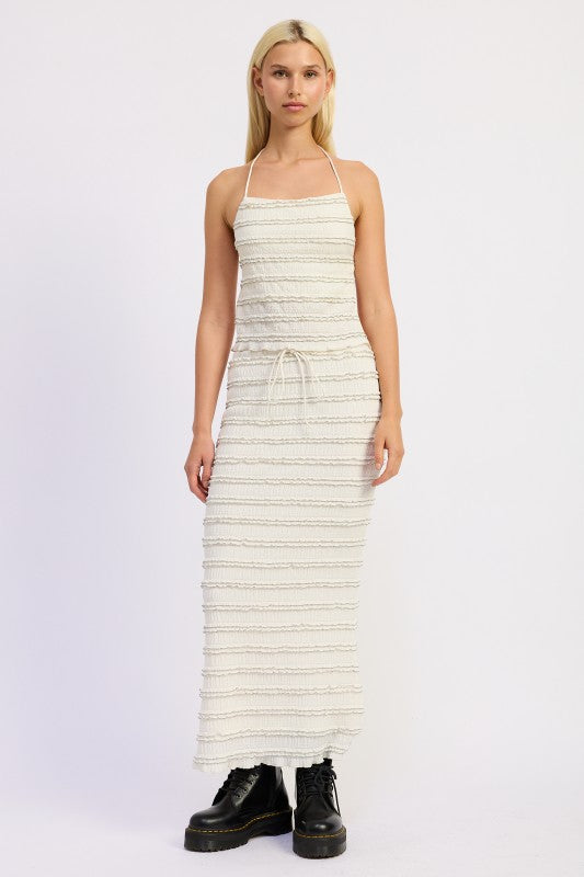 Smocked Ruffle Tank Top With Open Back