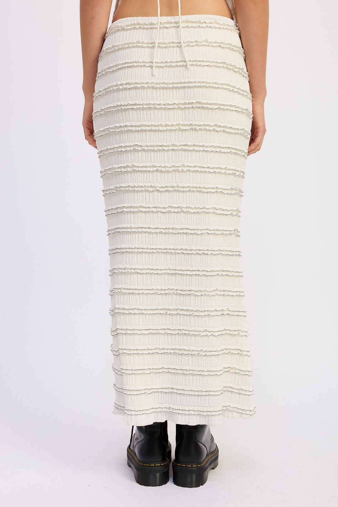 Low Rise Ruffle Maxi Skirt