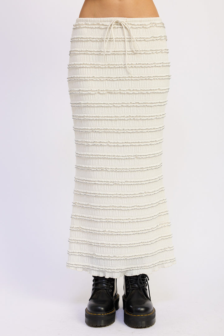 Low Rise Ruffle Maxi Skirt