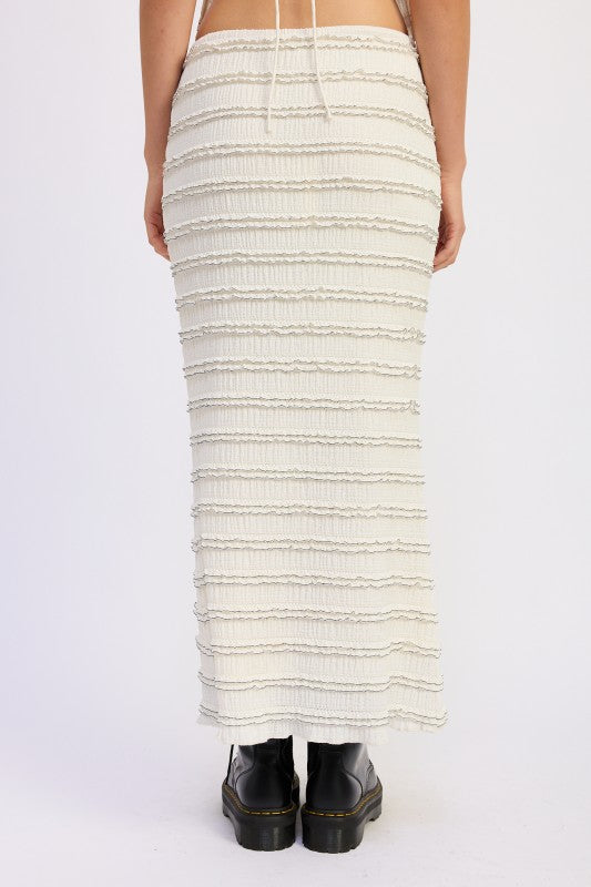 Low Rise Ruffle Maxi Skirt