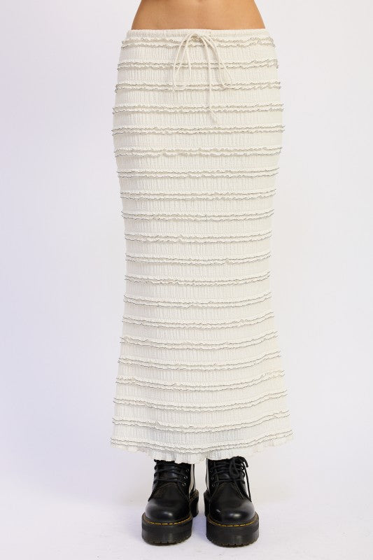 Low Rise Ruffle Maxi Skirt