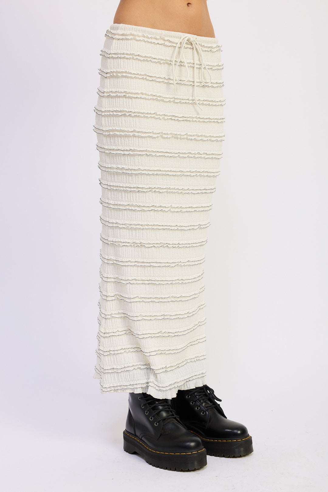 Low Rise Ruffle Maxi Skirt